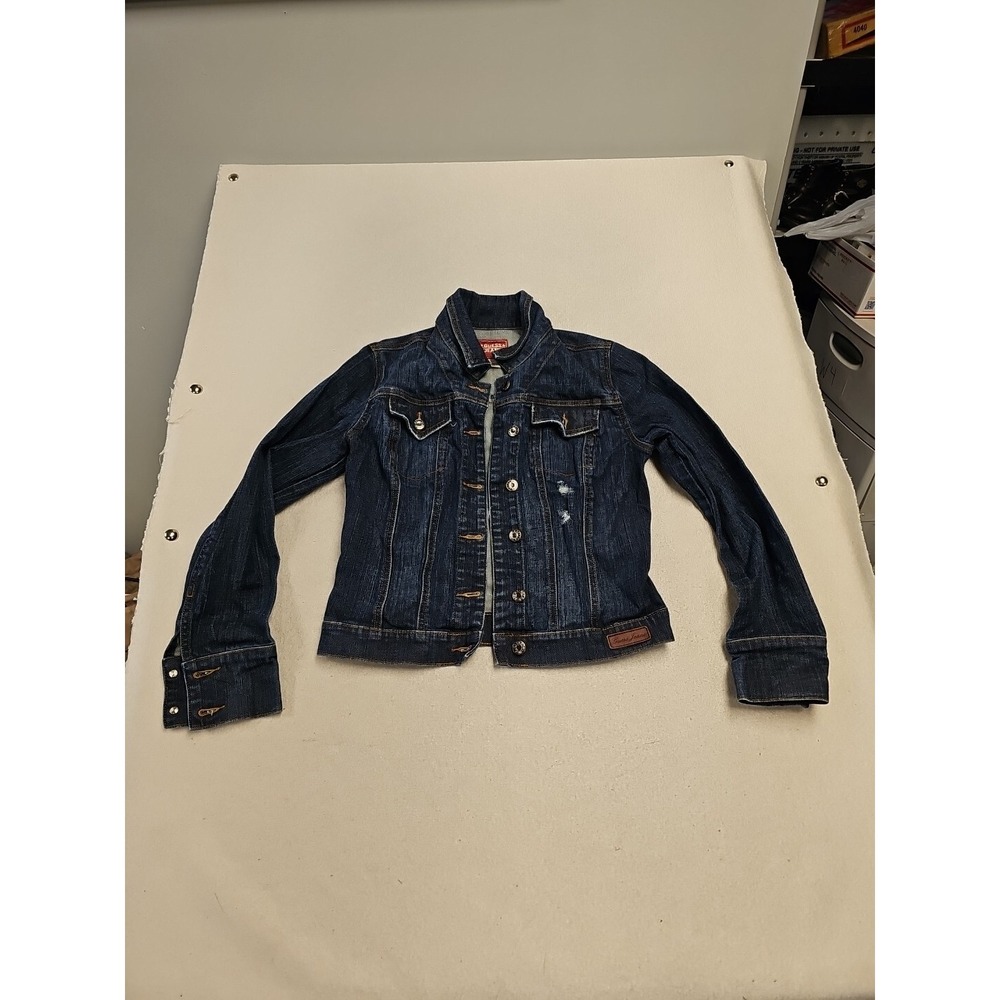Vintage Guess‎ Jeans Denim Jacket Girls  Medium Blue Distressed